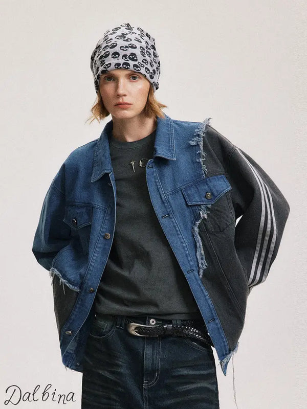 Patchwork workwear denim jacket