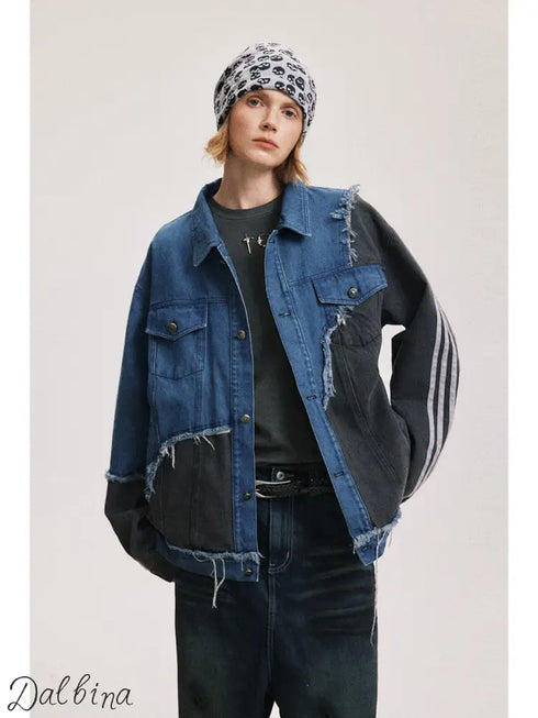 Patchwork workwear denim jacket