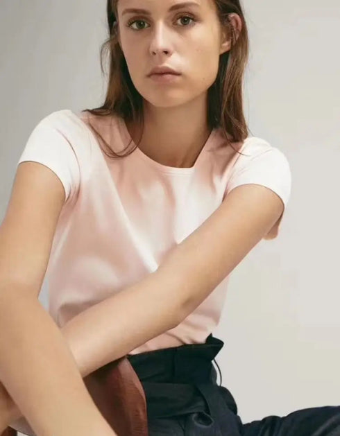 Pure cotton short-sleeved t-shirt for women Pink / XL