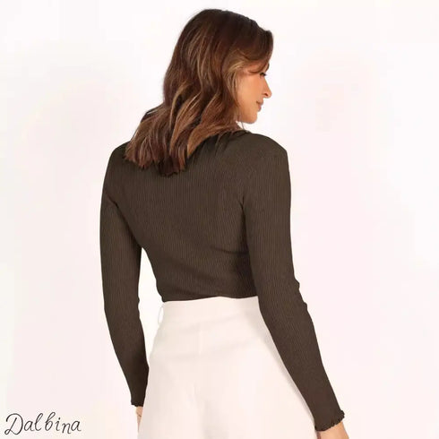 Ribbed Chic Shoulder Top – Dalbina Sleek Fit