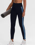 Side Striped Fitness Trousers High Waist Hip Lift Blue Stripes / L