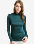 Silk High Neck Bottoming Shirt Women’s Pullover Long Sleeve T-shirt Dark green / 3XL T-shirt