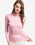 Silk High Neck Bottoming Shirt Women’s Pullover Long Sleeve T-shirt Pink / 3XL T-shirt