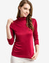 Silk High Neck Bottoming Shirt Women’s Pullover Long Sleeve T-shirt Wine Red / 3XL T-shirt