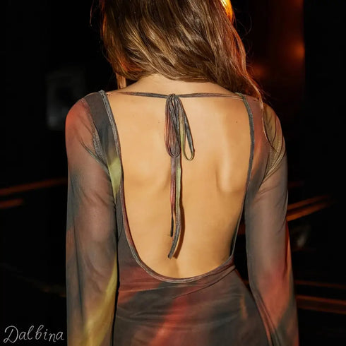 Silken Flare Backless Dress – Dalbina Summer Muse Stain Top