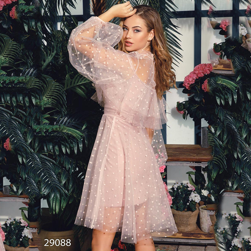 Fairy Bloom Evening Dress – Soft Mesh Elegance