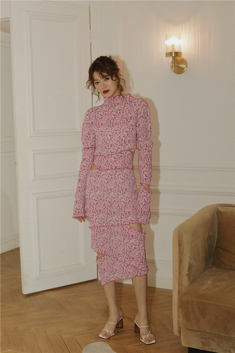 Autumn Grace Asymmetrical Flared Sleeve Dress