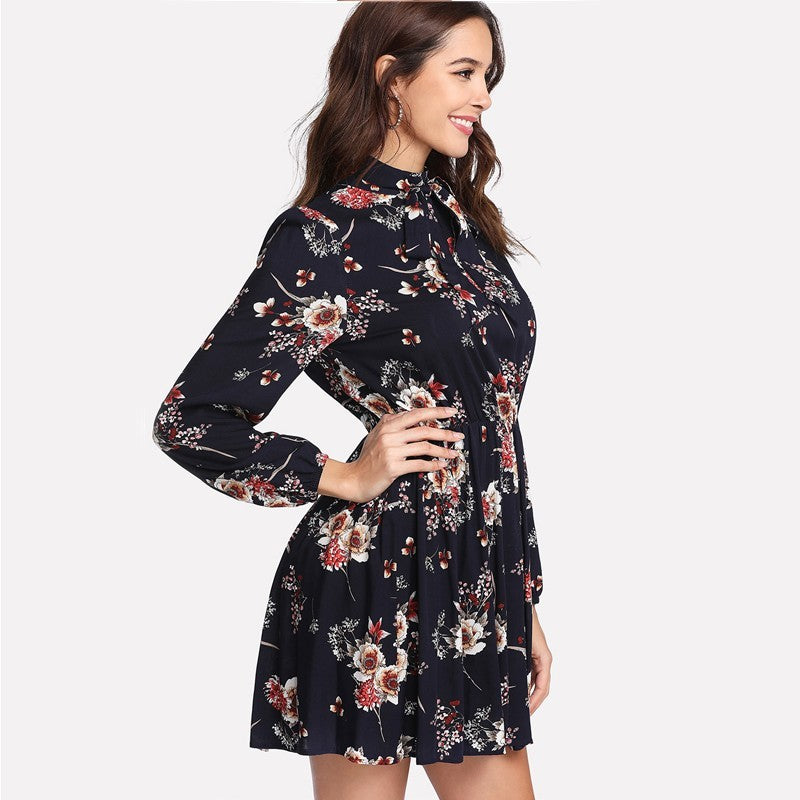 Autumn Bloom Tie Dress