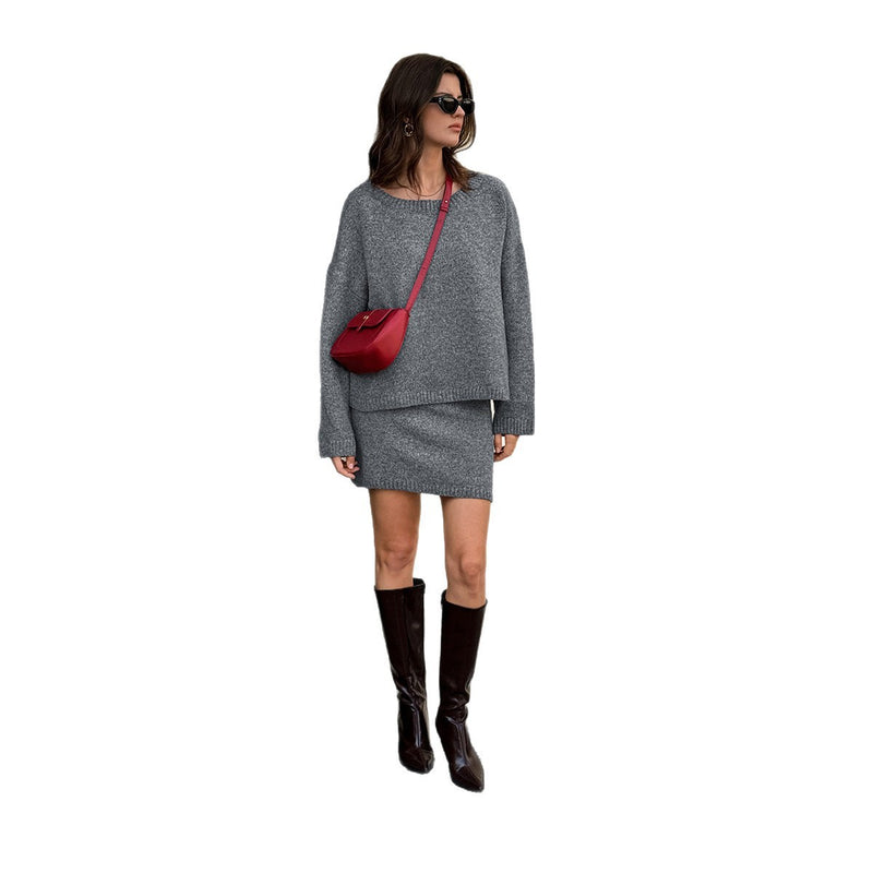 European And American Leisure Sweater Short Skirt Suit For Women