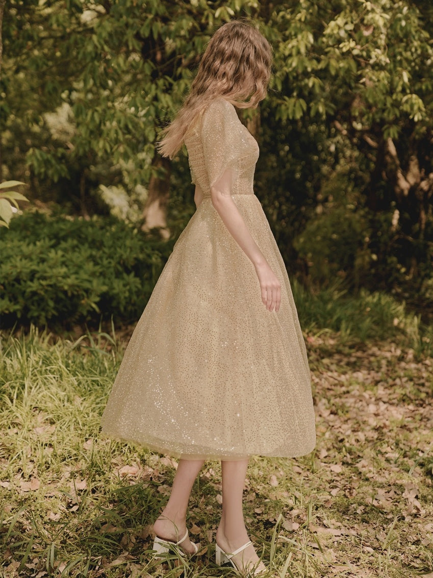 Peach Glow Party Dress – Dalbina Dinner Drop