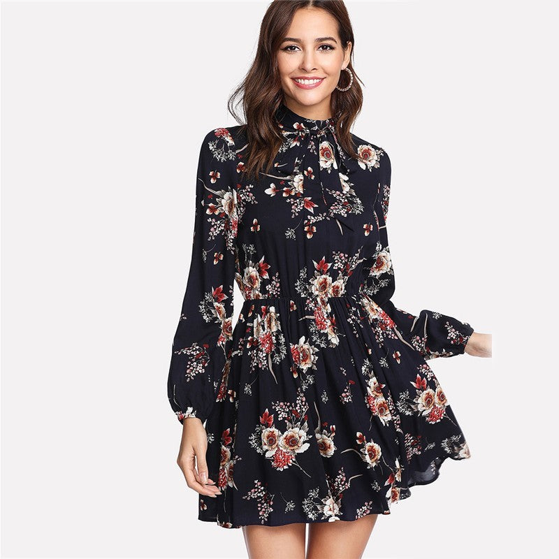 Autumn Bloom Tie Dress