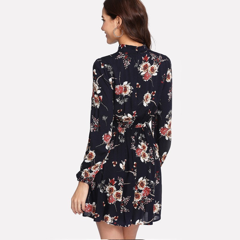 Autumn Bloom Tie Dress