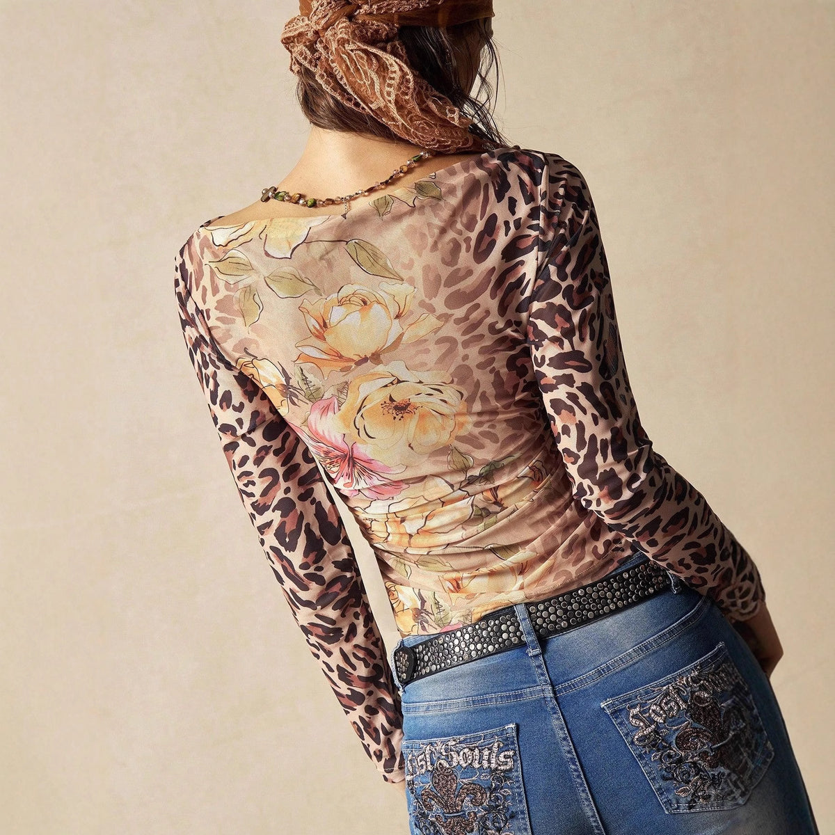 New One-shoulder Fashion Floral Layering Top