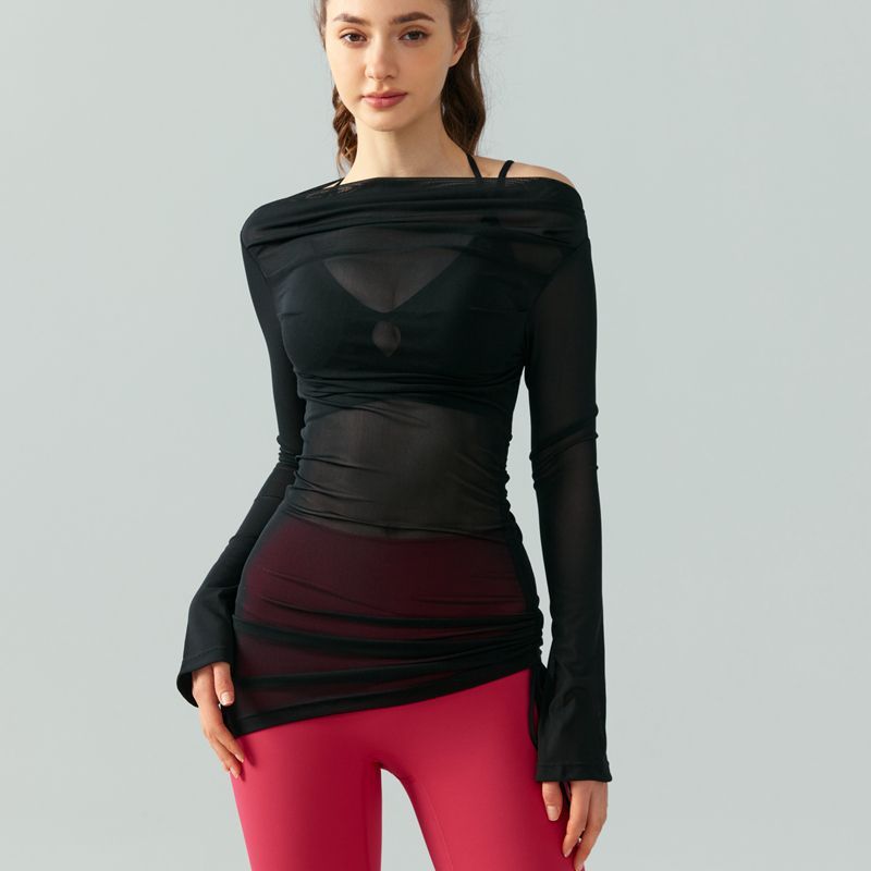 Irregular Yoga Blouse Women's Slim Fit Slimming Temperament Wild