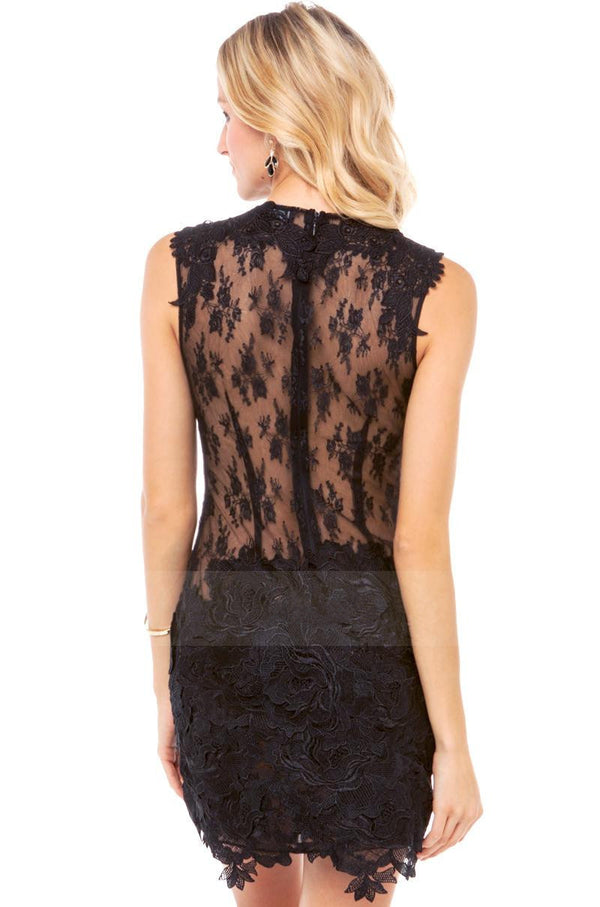Black Floral Lotus Leaf Skirt Dress