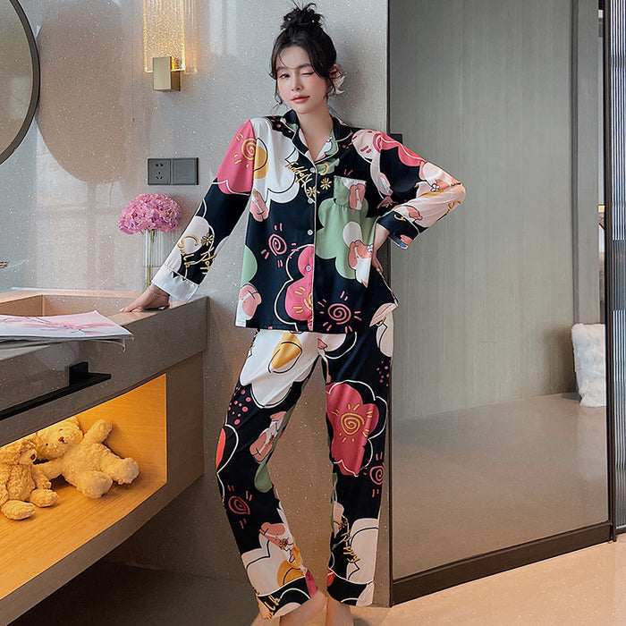 Women'S Ice Silk Long Sleeve Home Service Autumn and Winter