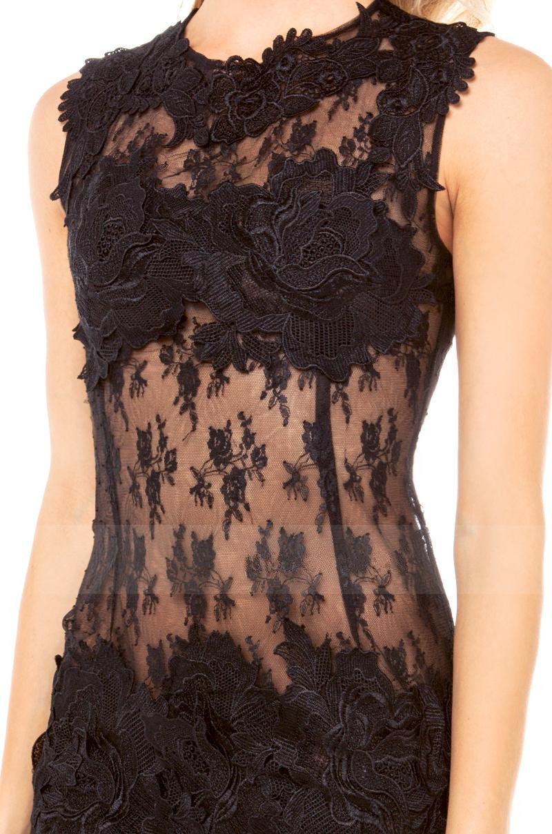 Black Floral Lotus Leaf Skirt Dress