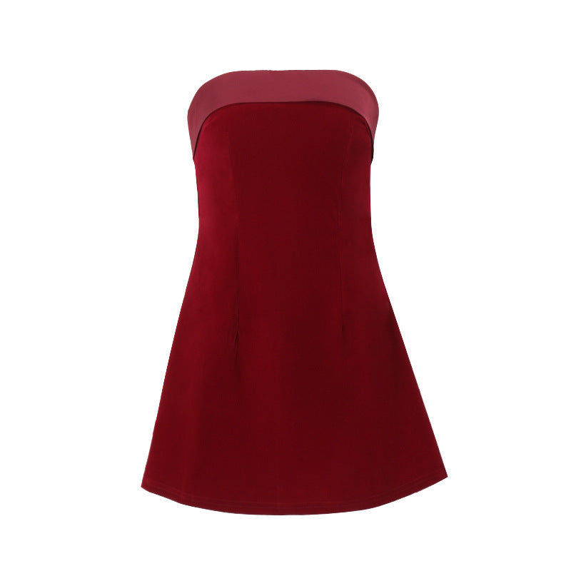 Slim Tube-Top Zipper A-Line Party Dress