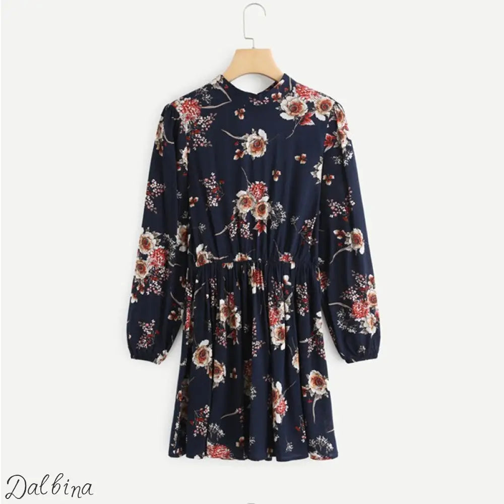 Autumn Bloom Tie Dress Vacataion Ready