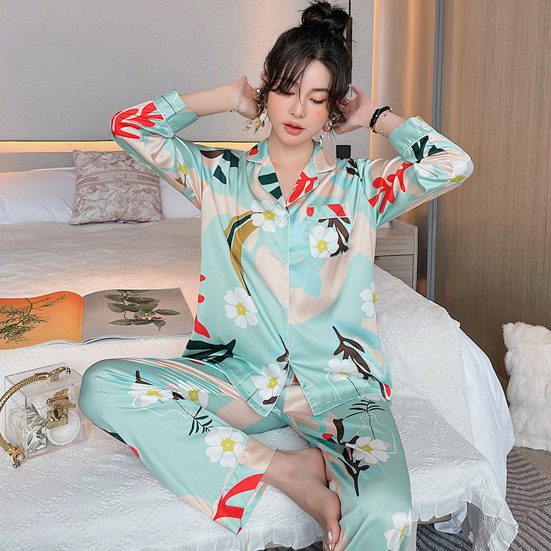 Women'S Ice Silk Long Sleeve Home Service Autumn and Winter