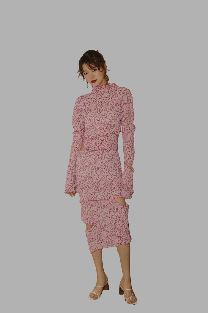Autumn Grace Asymmetrical Flared Sleeve Dress