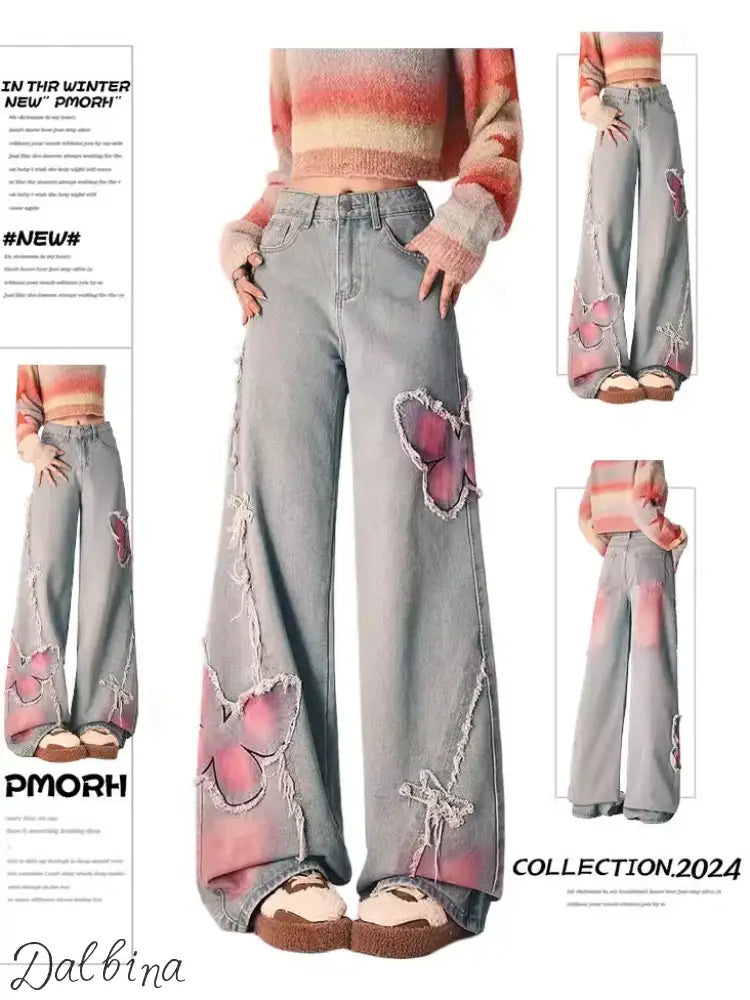 Black stylish jeans Light blue high quality version / 5XL