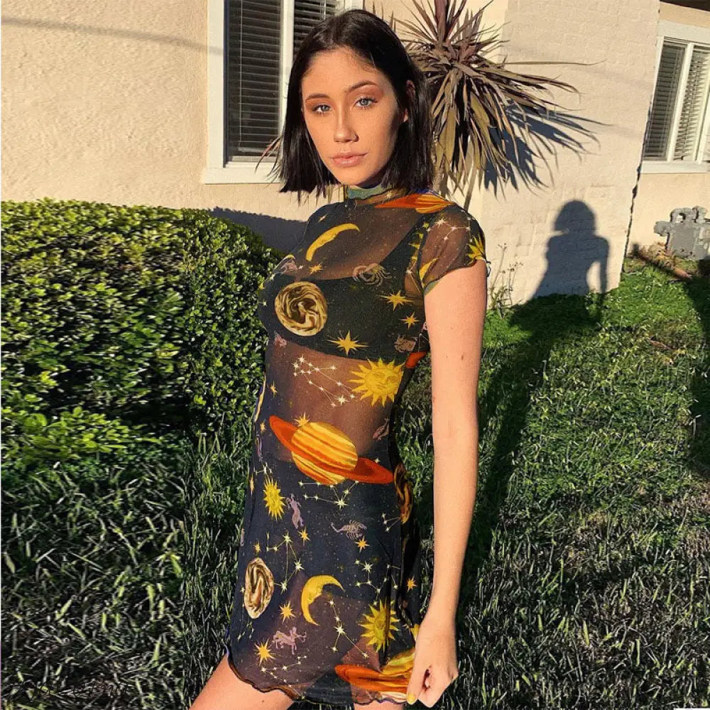 Celestial Allure Dress – Galaxy Night Edit Black / L Mash Mini Dress