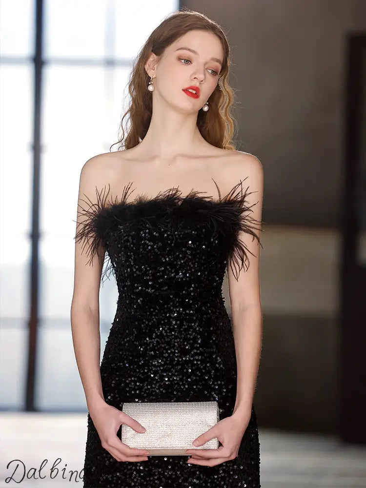 Chic Off-Shoulder Elegance – Royal Banquet Fit Evening Dress