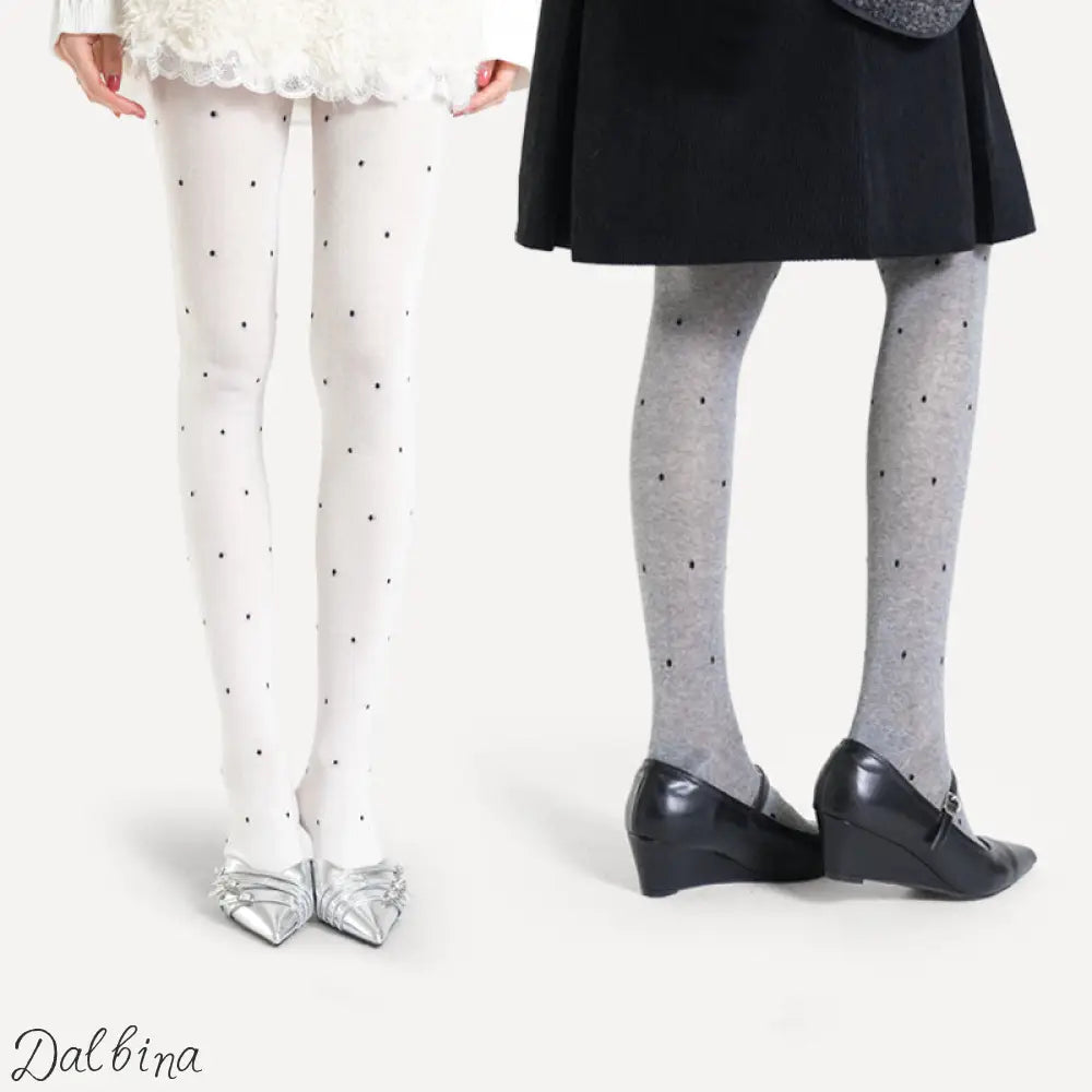 Cotton Slightly Transparent Gray Polka Dot Pantyhose