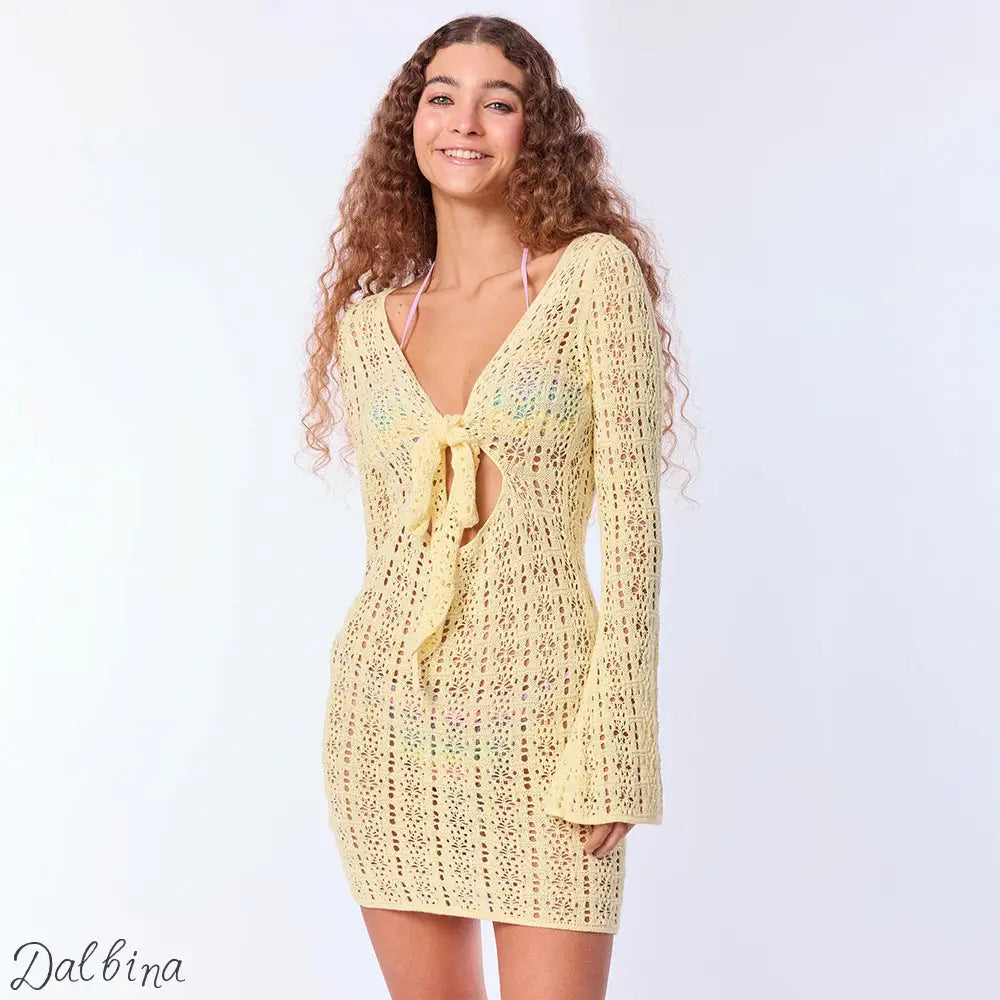 Crochet Chic Mini Dress – Hot Girl Style Hollow Out Summer Dress
