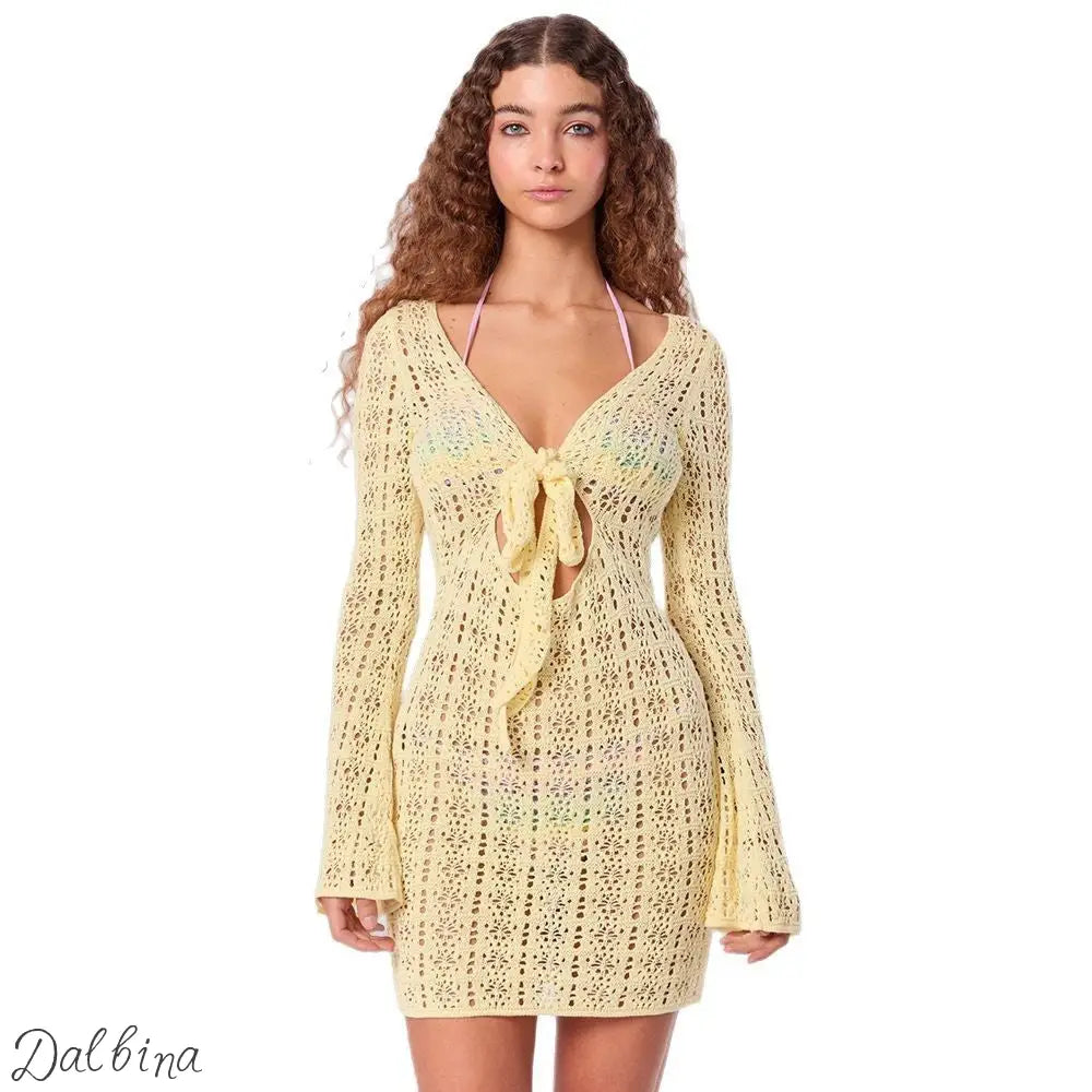 Crochet Chic Mini Dress – Hot Girl Style Hollow Out Summer Dress