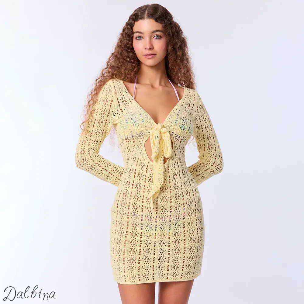 Crochet Chic Mini Dress – Hot Girl Style Hollow Out Summer Dress