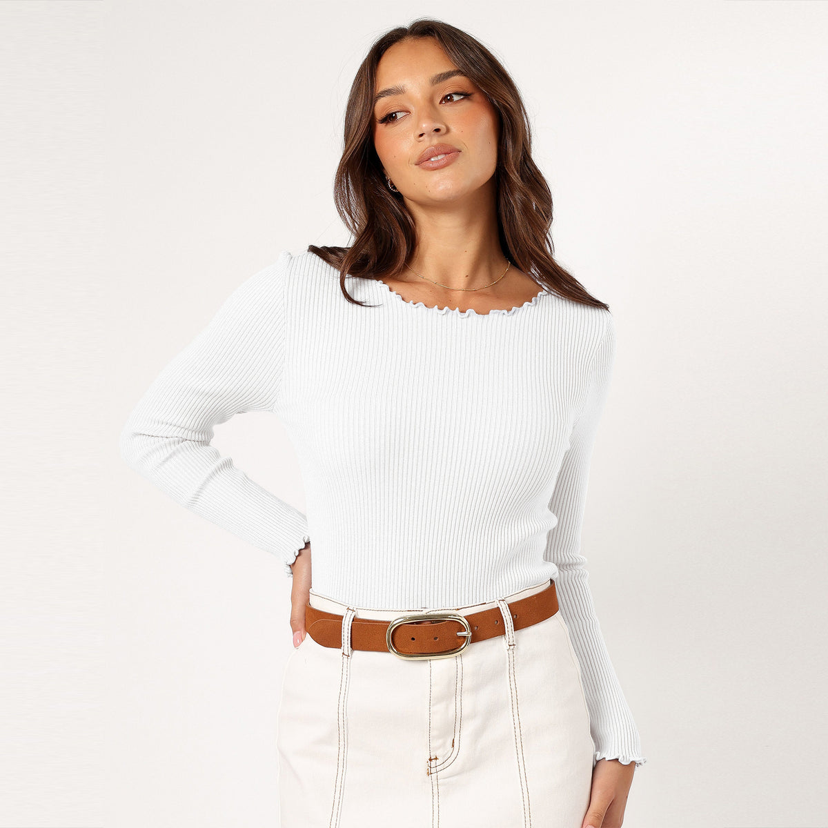 Ribbed Chic Shoulder Top – Dalbina Sleek Fit