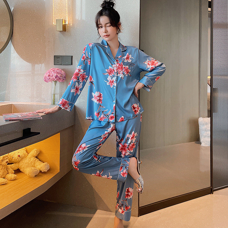 Women'S Ice Silk Long Sleeve Home Service Autumn and Winter