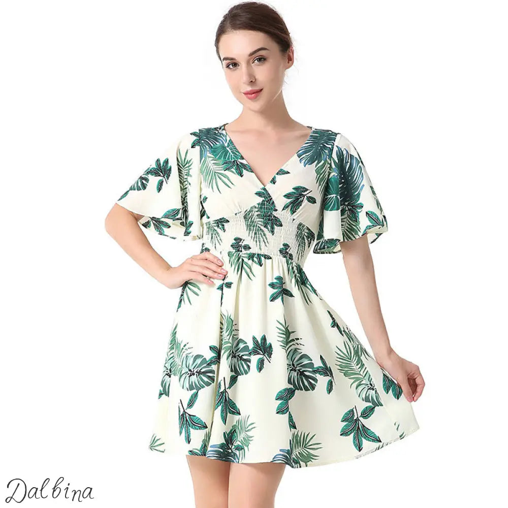 Palm Kissed Mini Dress – Island Glow Drop Vacation Dress