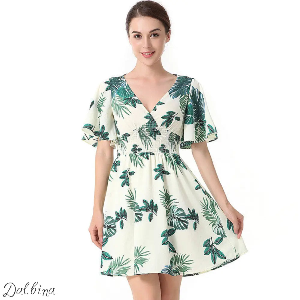 Palm Kissed Mini Dress – Island Glow Drop Vacation Dress