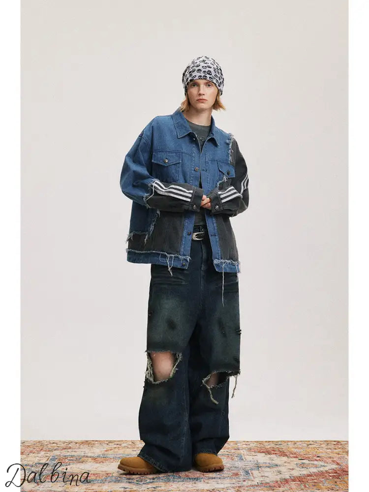 Patchwork workwear denim jacket