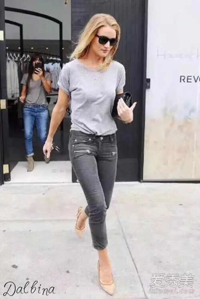 Pure cotton short-sleeved t-shirt for women Hemp Gray / S