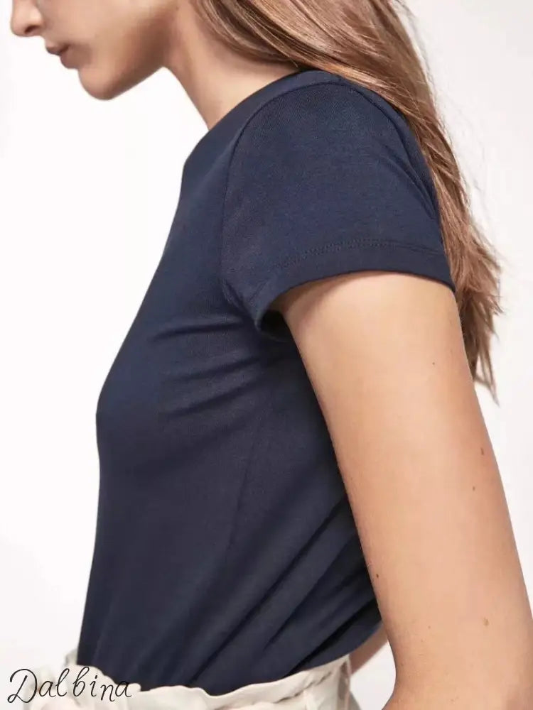 Pure cotton short-sleeved t-shirt for women Navy / M