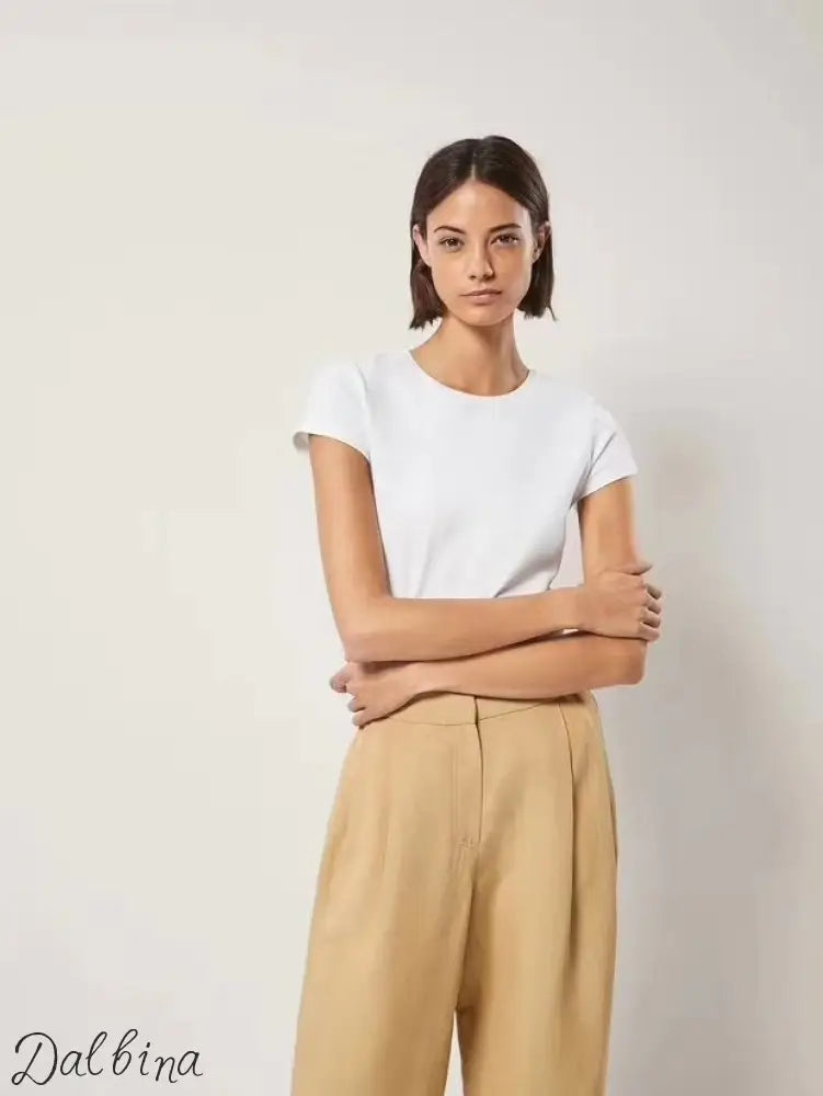 Pure cotton short-sleeved t-shirt for women White / M