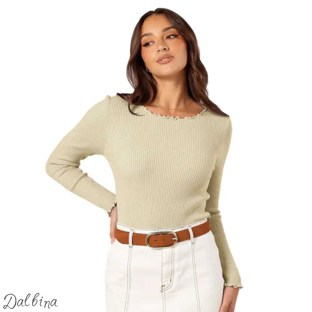 Ribbed Chic Shoulder Top – Dalbina Sleek Fit