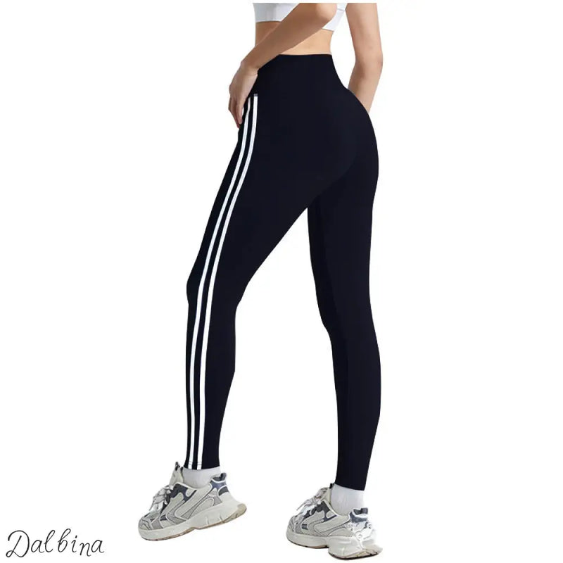 Side Striped Fitness Trousers High Waist Hip Lift
